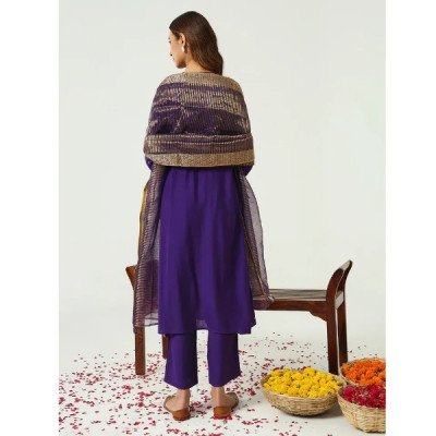 Royal Purple Kurta Set with Dupatta - Mocna