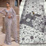 Glamorous Silver-Toned Sequined Georgette Saree - Mocna