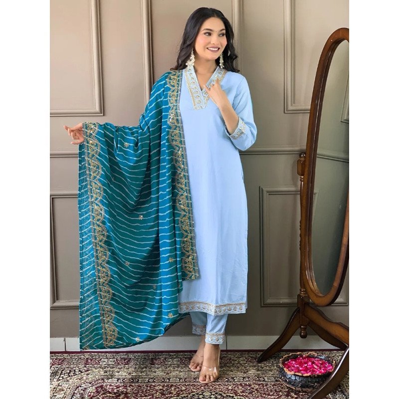 Mocna Morning Mist Sky Blue Kurta Set