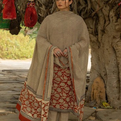 Mocna Hand Block Pure Cotton Kurta Set With Dupatta