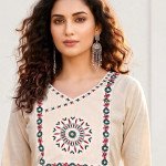 Khadi Cotton Embroidered Short Kurti - mocna