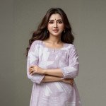 Blush Pink Printed Rayon Kurta – Mocna