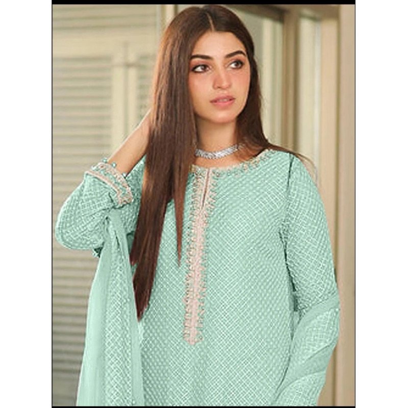 Pista Green Premium Edition Festive/Party Wear Dress Material MOCNA