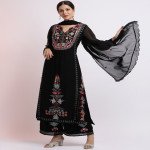 Jaipur Kurti Women Black Kurta Palazzo Dupatta Set - Mocna