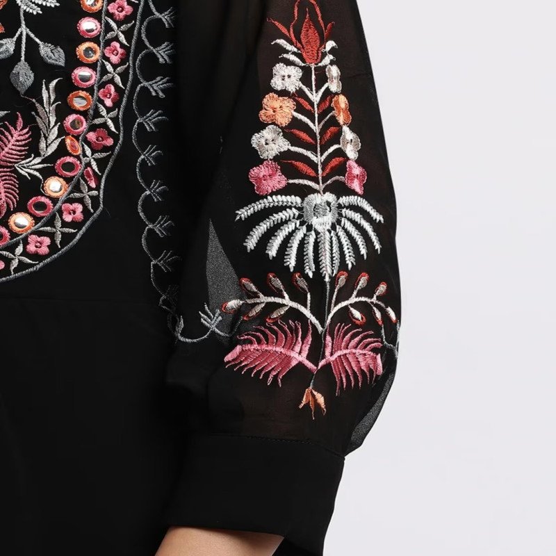 Jaipur Kurti Women Black Kurta Palazzo Dupatta Set - Mocna