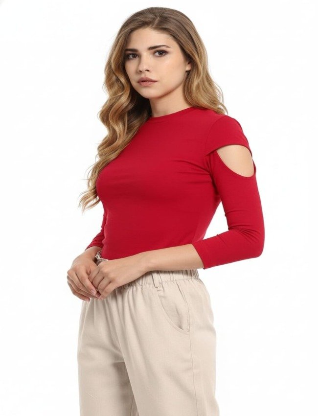 Classic Cold Shoulder Red Top - Mocna