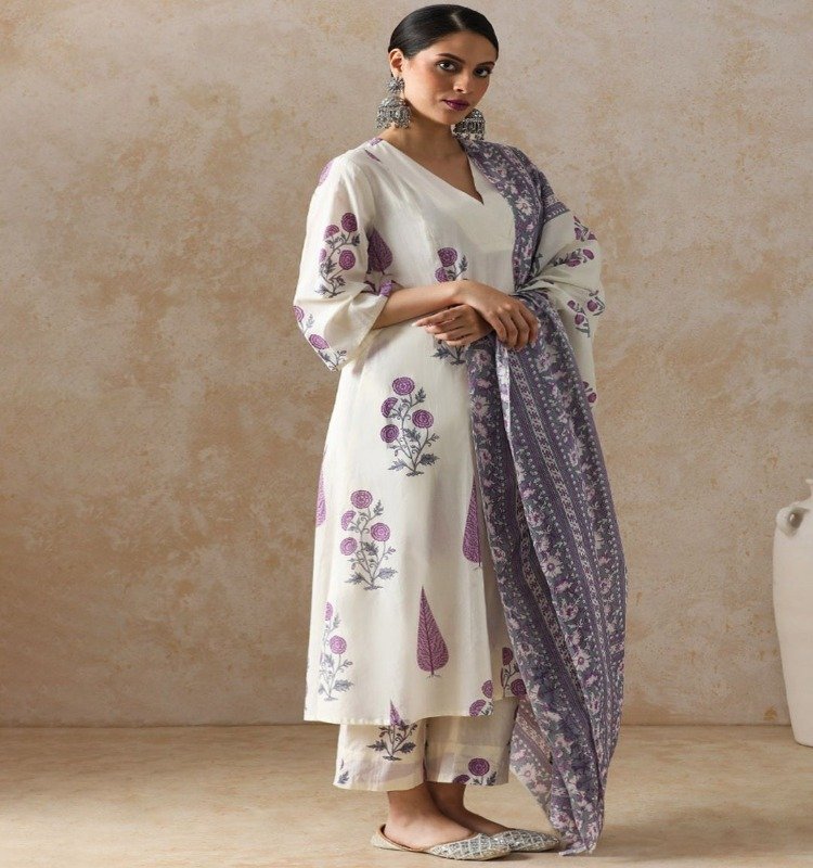 Royal Lavender Cotton Suit Set - Mocna