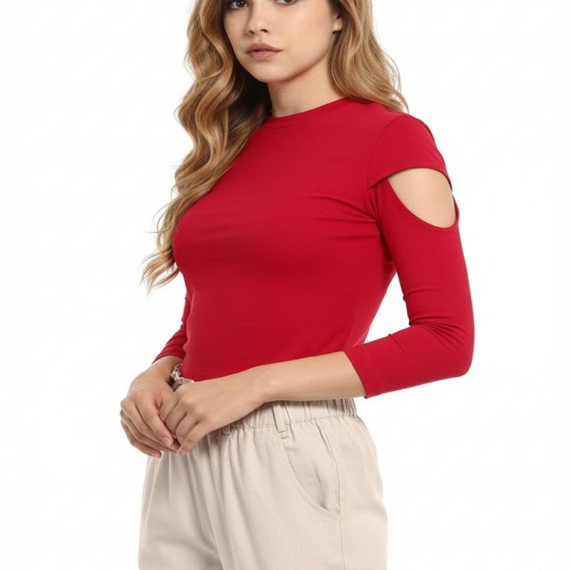 Classic Cold Shoulder Red Top - Mocna