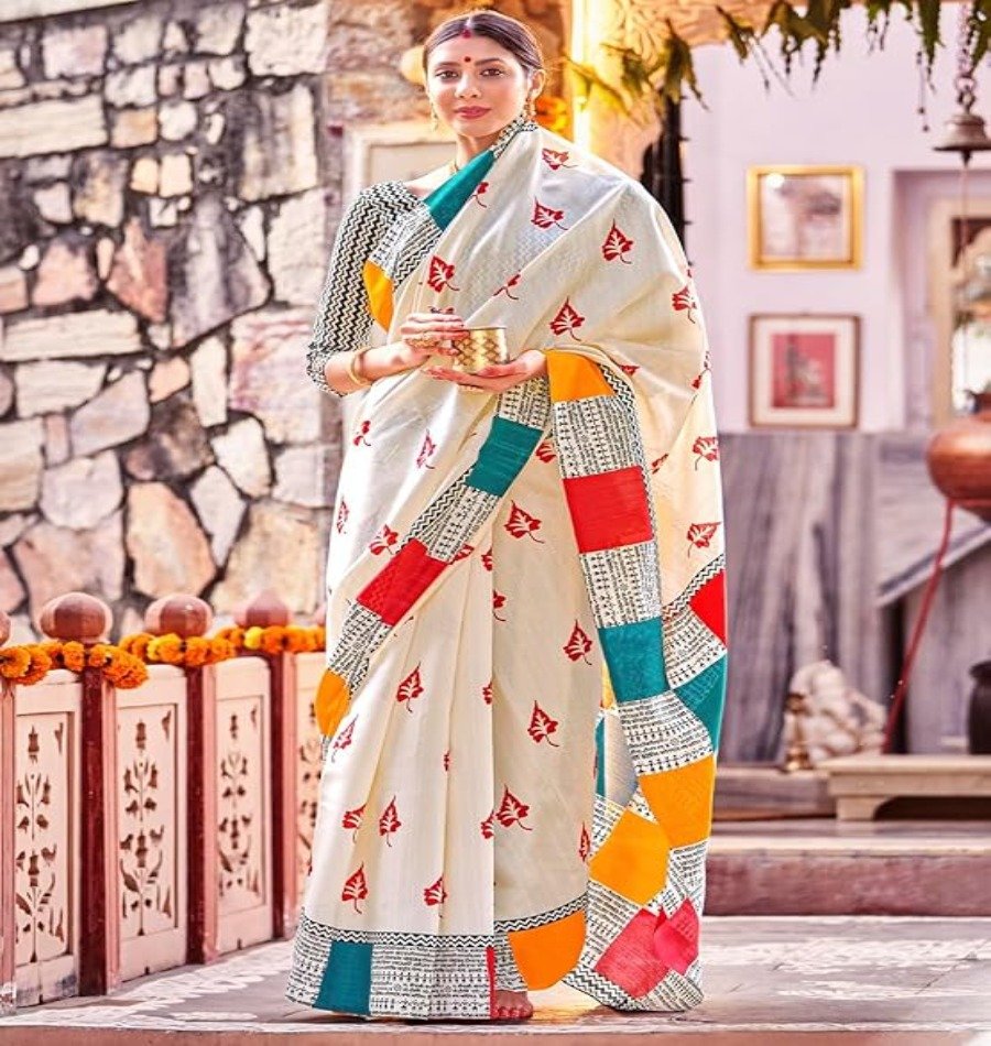 Apple Saree - Elegant Bhagalpuri Essence Saree - Mocna