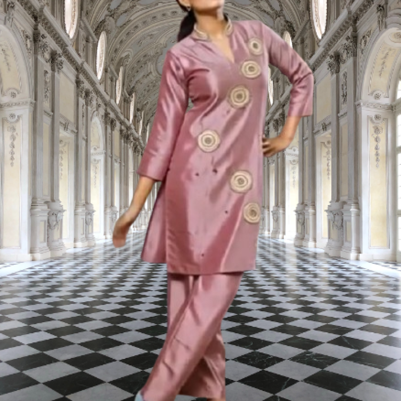 Designer Pink Beaded Co-Ord Set | Imported Fabric | Stylish Ethnic Wear - Mocna