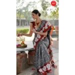 Apple Saree - Black &amp; White Ethnic Motif Bhagalpuri Saree - Mocna