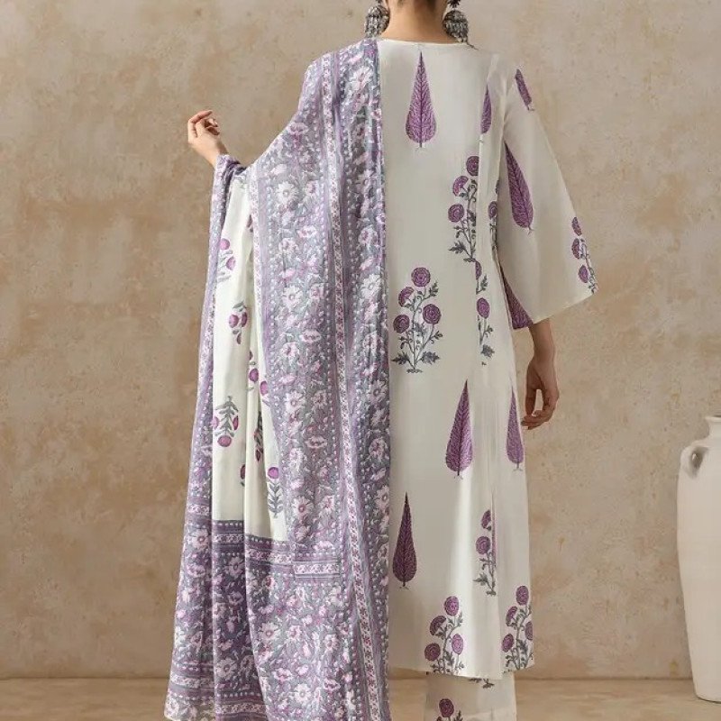 Royal Lavender Cotton Suit Set - Mocna