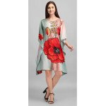 Red Poppy Kaftan (Short) With Digital Print - MOCNA