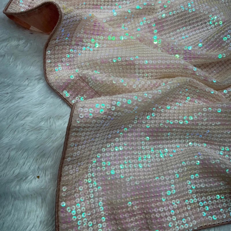 Heavy Georgette Bollywood Saree in Blush Pink - Mocna