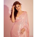 Heavy Georgette Bollywood Saree in Blush Pink - Mocna