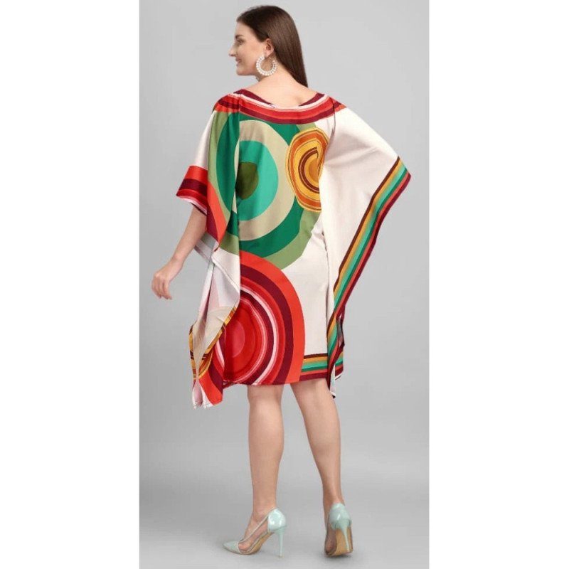 Retro Swirl Kaftan (Short) With Digital Print - MOCNA
