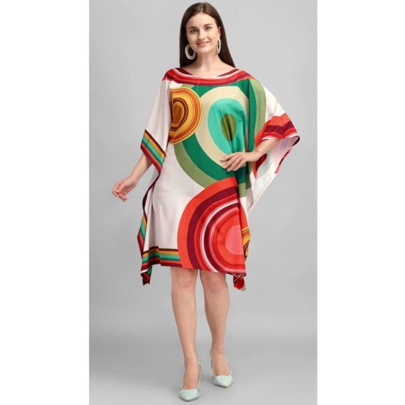Retro Swirl Kaftan (Short) With Digital Print - MOCNA