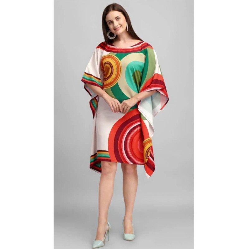 Retro Swirl Kaftan (Short) With Digital Print - MOCNA