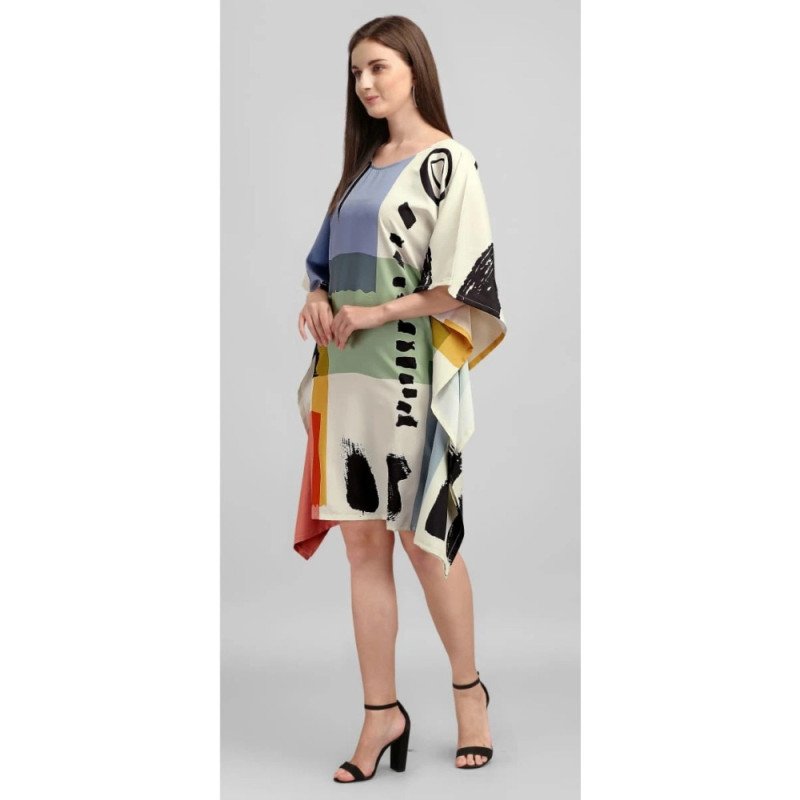 Patch Perfect Kaftan ( Short )With Digital print - MOCNA
