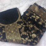 Black Gold Banarasi Dress Material for Women - Mocna