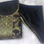 Black Gold Banarasi Dress Material for Women - Mocna