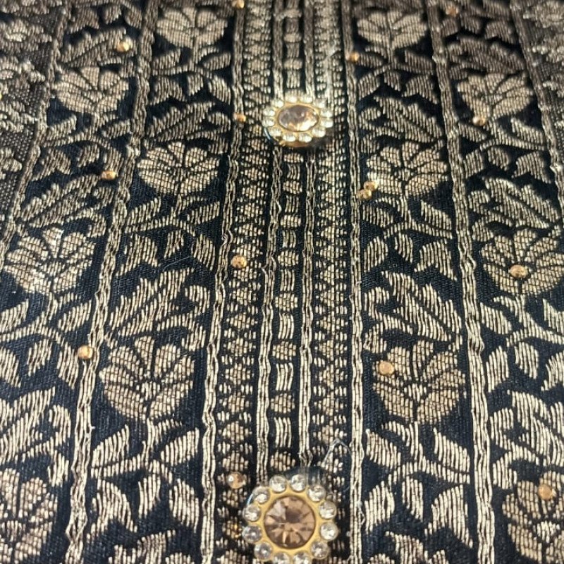 Black Gold Banarasi Dress Material for Women - Mocna