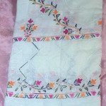 Floral White Threadwork Dress Material - MOCNA