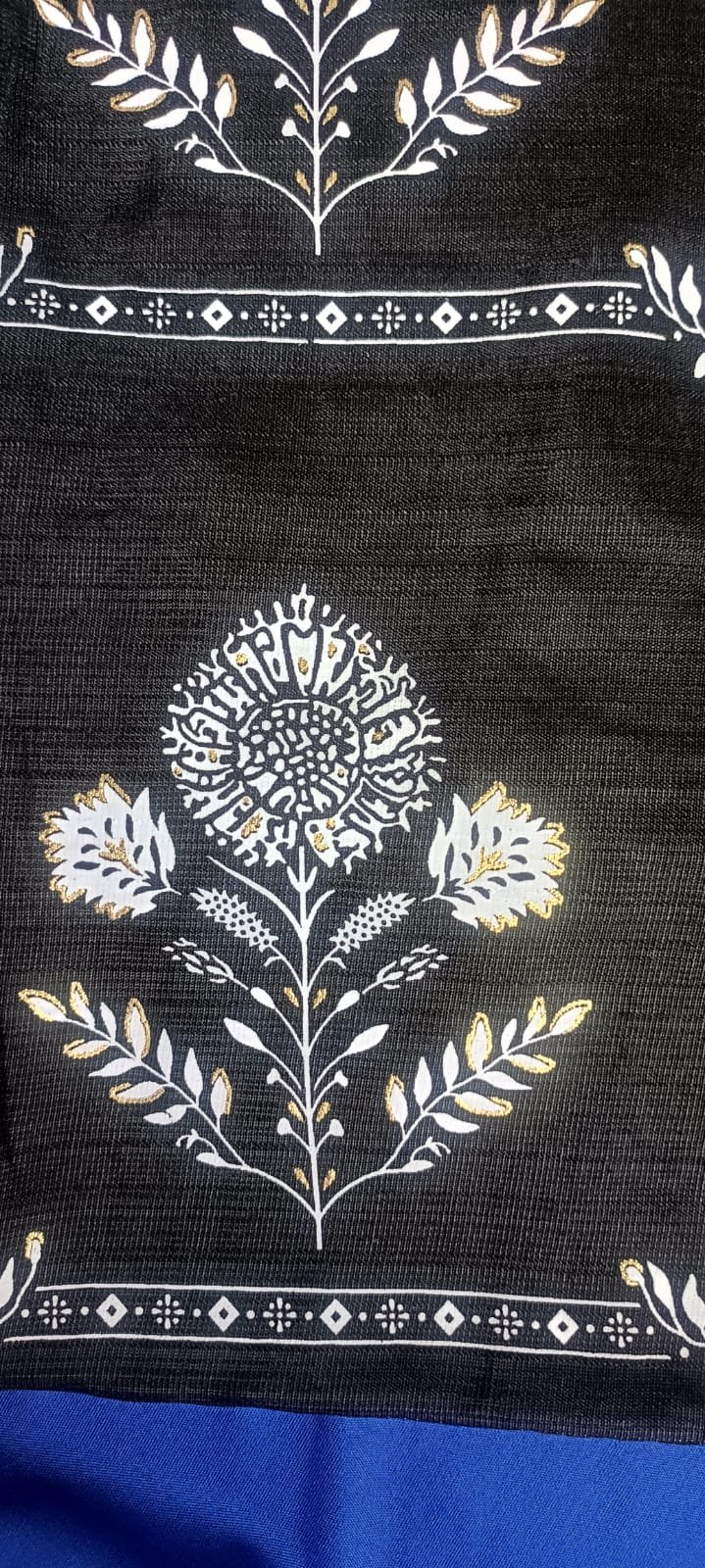 Black Printed Vatican Silk Kurta Pant Set -mocna